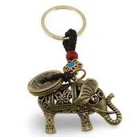 Breloc Feng Shui Amuleta cu nod mistic si elefant cu monede chinezesti, 10cm