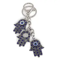 Breloc protectie cu trei maini Hamsa si Ochi protector, 12cm