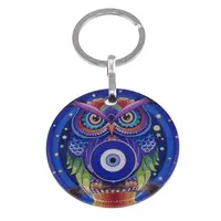 Breloc rotund cu Bufnita si Ochi protector, 9cm