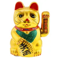 Pisica norocoasa Maneki Neko aurie din rasina - 17,5cm