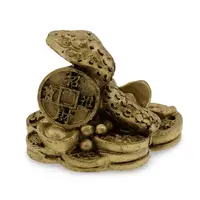 Statueta Feng Shui Sarpe incolacit pe pepita si monede chinezesti - 3,4cm