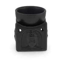 Vas aromaterapie din ceramica, Buddha negru mat -  8,2cm