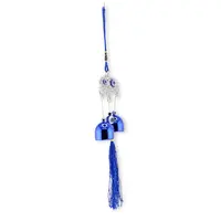 Clopotei de vant, 2 ramuri si elefant, albastru - 30cm