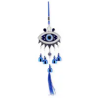 Clopotei de vant, 5 ramuri si Ochiul rau, albastru - 40cm