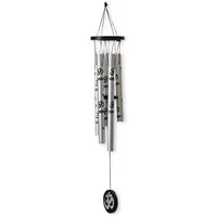 Clopotei de vant argintii, 5 tuburi cu simbolul OM, 65cm