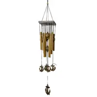 Clopotei de vant aurii, 12 tuburi si ancora, 65cm