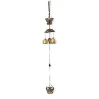 Clopotei de vant aurii, 3 ramuri si fluture, 50cm