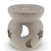 Vas aromaterapie din ceramica model celest rotund, bej - 7,5cm