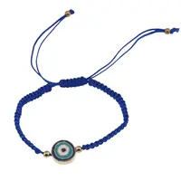 Bratara reglabila cu snur albastru si Ochi protector, 19mm