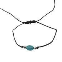 Bratara reglabila cu snur negru Turcoaz, 8mm