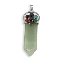 Pandantiv Aventurin sabie cu 7 chakre floare, 65mm