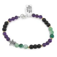 Bratara Ametist, Onix mat, Agat verde sfere 6-7mm cu stea Hematit si bumbi