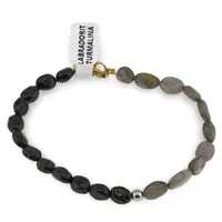 Bratara Turmalina neagra si Labradorit neuniform 6-8mm