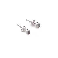 Cercei cu surub si montura ovala din argint 925, Cuart roz 5mm x 3mm