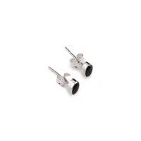 Cercei cu surub si montura ovala din argint 925, Obsidian 5mm x 3mm