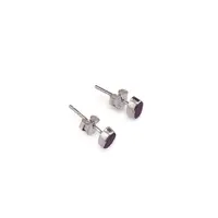 Cercei cu surub si montura ovala din argint 925, Rubin 5mm x 3mm