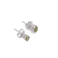 Cercei cu surub si montura picatura din argint 925, Peridot 6mm x 4mm