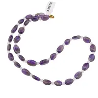 Colier Ametist oval neregulat si sfere, 3-13mm