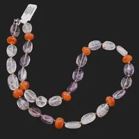 Colier Ametist si Cristal de Stanca cu Carneol si Hematit auriu, 2-12mm
