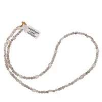 Colier Labradorit sfere 3mm si Cuart fumuriu oval neregulat 5-7mm