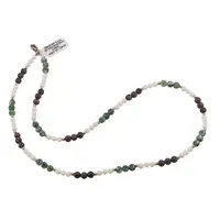 Colier Obsidian fulg de nea maroniu, Coral si Agat de copac sfere 6mm