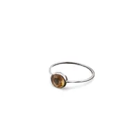 Inel din argint 925, model subtire cu cristal natural rotund - Citrin masura 58