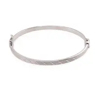 Bratara din argint 925 fixa cu inchizatoare, model liniar gravat, 4mm