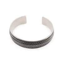 Bratara din argint 925 fixa, model lat spic si snur impletit, 17mm