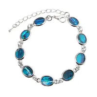 Bratara Scoica Abalone model oval cu montura argintie