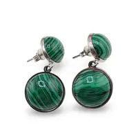 Cercei cu surub Malachit - model rotund, 30mm Cercei cu surub Malachit - model rotund, 30mm