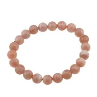 Bratara pe elastic Piatra Lunii piersica sfere, 8mm