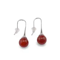 Cercei argintii cu agatatoare, Carneol sfere 10mm