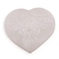 Selenit inima gravata cu floare de lotus - 14cm