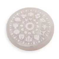 Selenit rotund gravat cu simbolurile zodiacului - 10cm