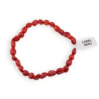 Bratara Coral rosu neuniform pe elastic, 6-8mm