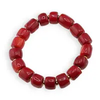 Bratara Coral rosu tuburi pe elastic, 10-11mm