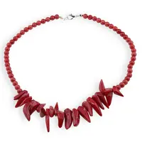 Colier Coral rosu sfere 7mm si freeform 16-30mm