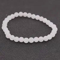 Bratara din Jad Snow 6mm, pe elastic, 19cm, sfere mate