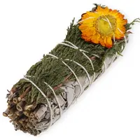 Buchet Salvie Alba cu Cedru si Floarea Soarelui Eterna - 10cm