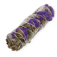 Buchet Salvie Alba cu Flori Mov de Sinuata - 10cm, Culoare flori: Flori mov