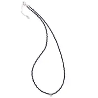 Colier Goldstone albastru sfere fatetate cu element din zirconiu, 2mm