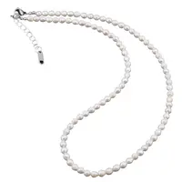 Colier perle de cultura albe neuniforme, 4mm