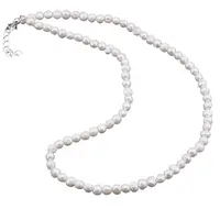 Colier perle de cultura albe neuniforme, 5-6mm