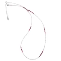 Colier perle si Granat rhodolit sfere fatetate, 2mm