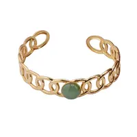 Bratara lata din metal auriu model zale cu cristal natural Aventurin