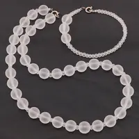 Set colier si bratara Cristal de stanca mat sfere, 4-10mm