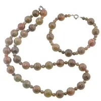 Set colier si bratara Riolit sfere, 4-10mm