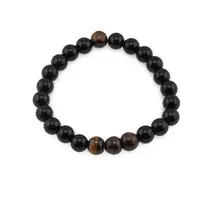 Bratara pe elastic Obsidian, Ochi de tigru si Ochi de taur, 8mm