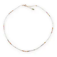 Colier mix agat colorat si margele miyuki albe, 2mm