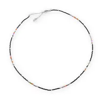 Colier mix agat colorat si margele miyuki negre, 2mm